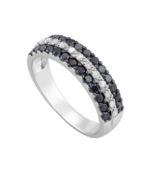 image of Black and White Diamond (3/4 ct. t.w.) band ring in Sterling Silver