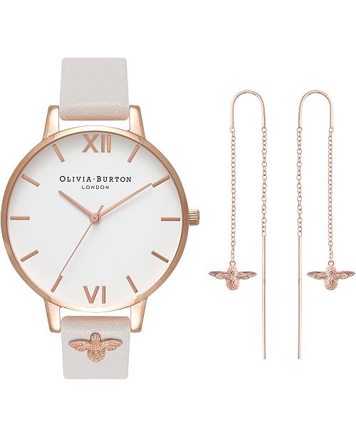 Olivia Burton Women S Bee Blush Leather Strap Watch 38mm Gift Set Reviews Watches Jewelry Watches Macy S
