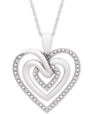 Lab-Created Ruby & Diamond Heart Necklace Sterling Silver 18