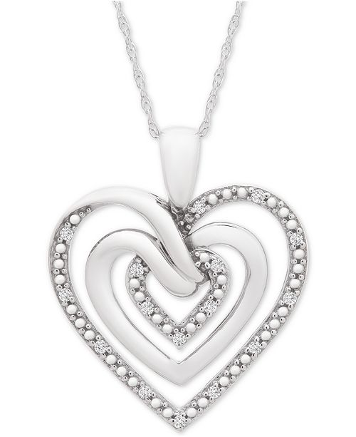 Macy S Diamond Multi Heart 18 Pendant Necklace 1 10 Ct T W In Sterling Silver Reviews Necklaces Jewelry Watches Macy S