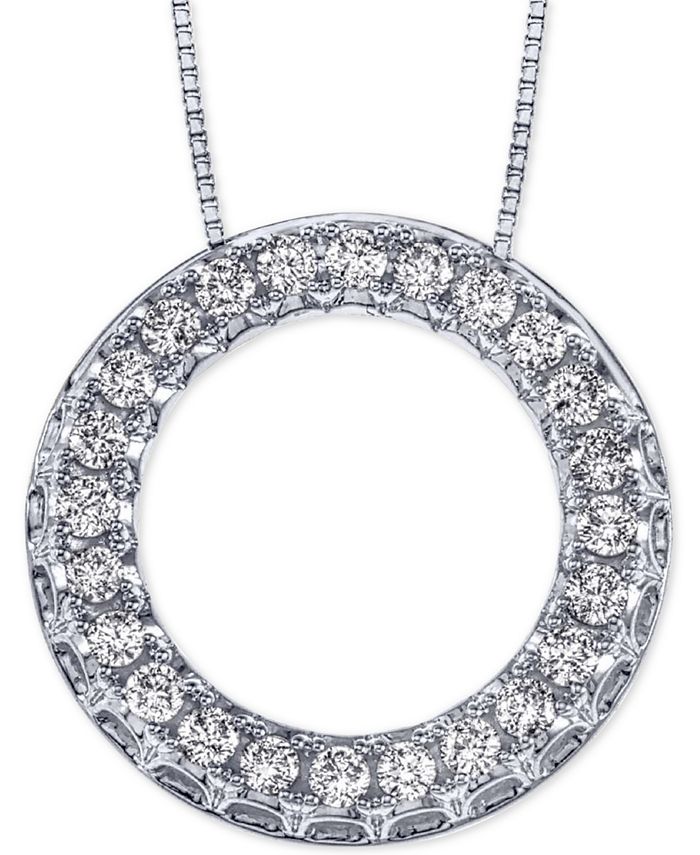 Macy's Diamond Circle 19" Pendant Necklace (1/2 ct. t.w.) in 14k White