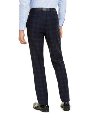 navy tartan pants