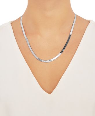 Herringbone Link 20" Chain Necklace in Sterling Silver