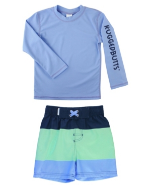 RuggedButts Baby Boys Rash Guard and Swim Trunk Set