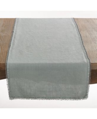 Pom Pom Design Linen Dining Room Table Runner