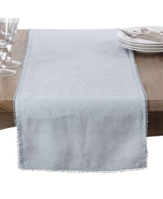 Pom Pom Design Linen Dining Room Table Runner