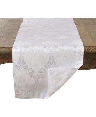 Shop Saro Lifestyle Damask Design Table Runner Collection In White
