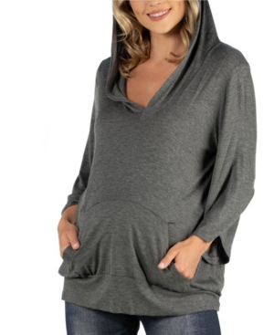 image of 24Seven Comfort Apparel Oversized Maternity Fashion Hoodie Top