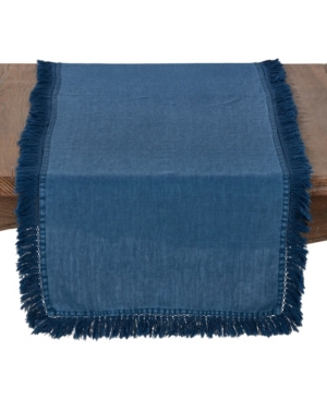 Saro Lifestyle Stonewashed Linen Table Runner with Fringed Design