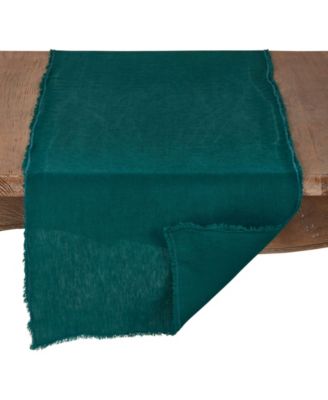 Fringed Linen Design Stone Washed Runner