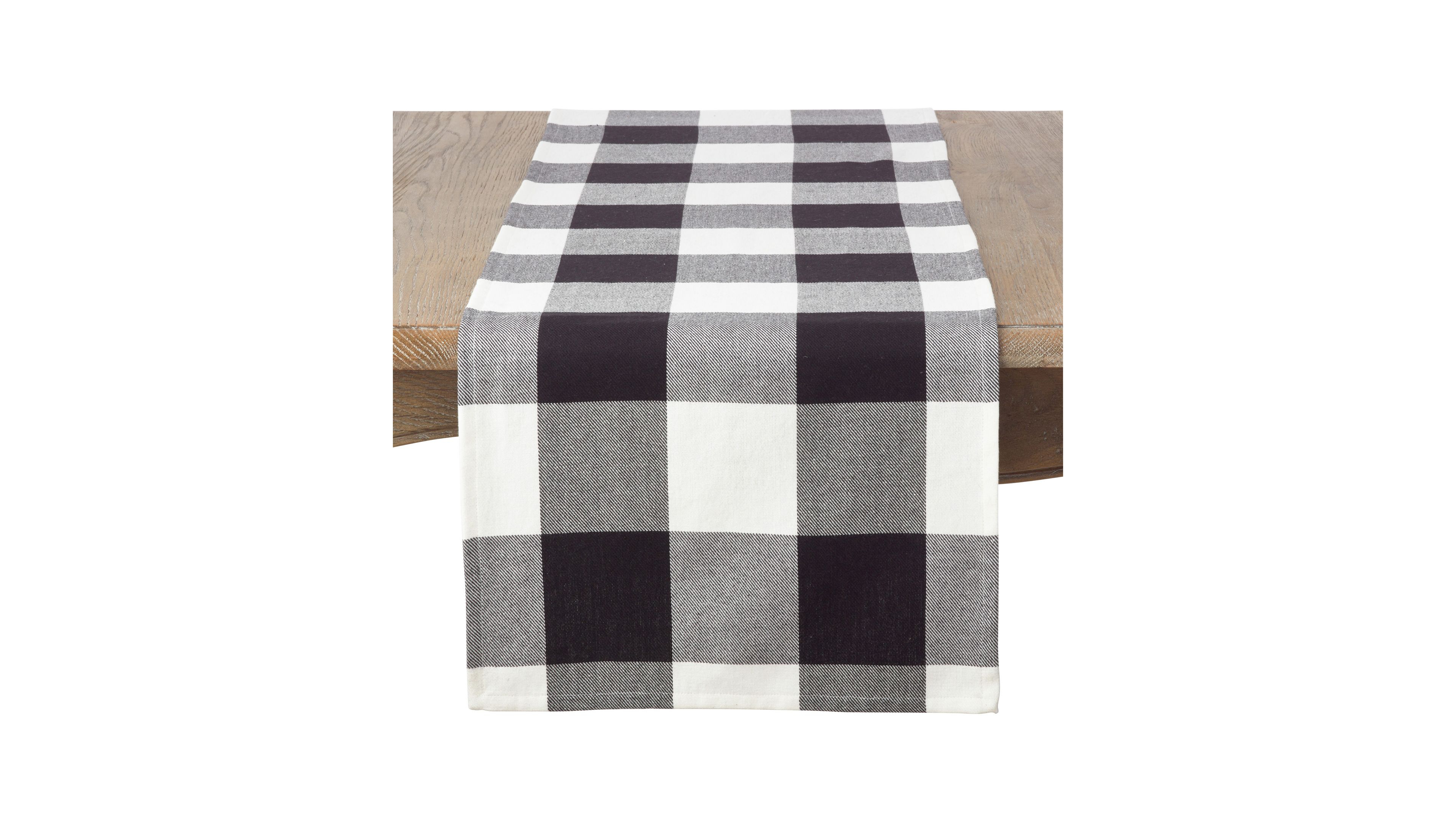 Saro Lifestyle Cotton Table Runner with Buffalo Plaid Pattern, 16" x 90"