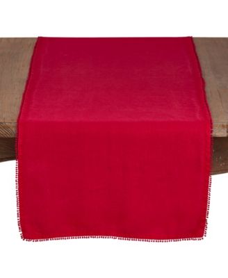Pom Pom Design Linen Dining Room Table Runner