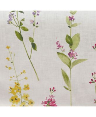 Linen Table Runner with Watercolor Floral Stem Design