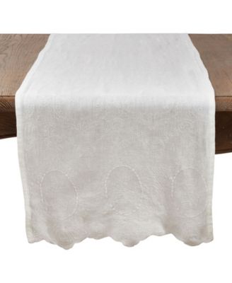 Stonewashed Table Runner with Embroidered Design