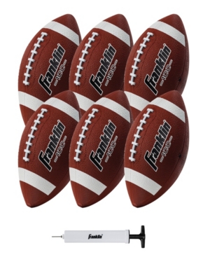 Franklin Sports Junior Rubber Football Set - 6 Pack - Inflation Pump Included In Brown