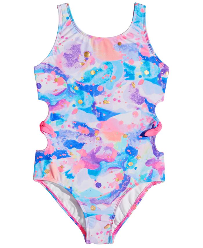 Glitter Beach Big Girls 1-Pc. Printed Cut Out Swim Suit & Reviews ...
