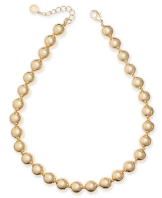 Charter Club - Gold-Tone Beaded Collar Necklace, 16" + 2" extender