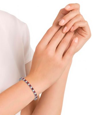 Simulated Cubic Zirconia Alternating Tennis Bracelet in Silver Plate