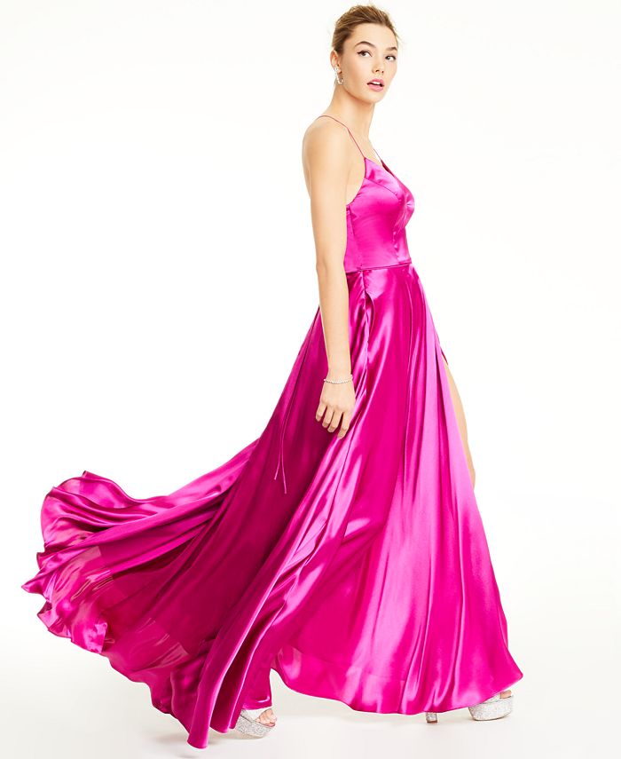 Blondie Nites Junior's Illusion Applique Charmeuse Gown Black Size 15