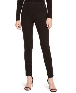 image of Calvin Klein Pinstriped Pull-On Pants