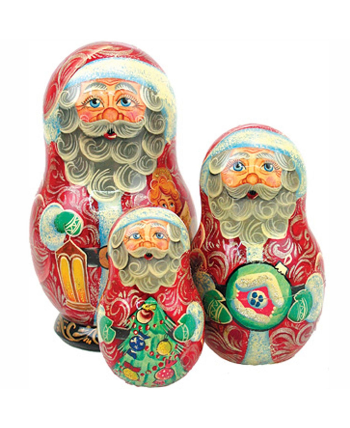Santa-Lamplighter 3-Piece Russian Matryoshka Nested Dolls Set - Multi