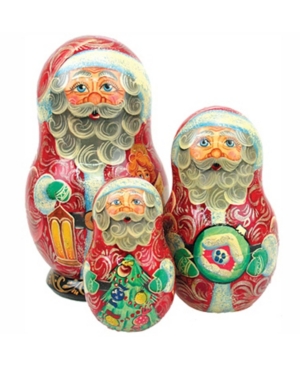 G.debrekht Santa-lamplighter 3-piece Russian Matryoshka Nested Dolls Set In Multi