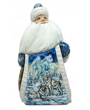 GDeBrekht Woodcarved Santa Winter Wolfs and Hand Painted Figurine
