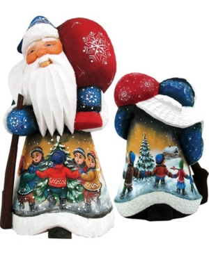 G.debrekht Woodcarved And Hand Painted Winter Day Delight Childhood Delight Santa Figurine In Multi