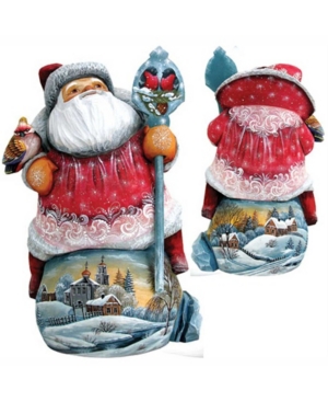 G.debrekht Woodcarved And Hand Painted Bundle Of Cheer Santa Figurine In Multi