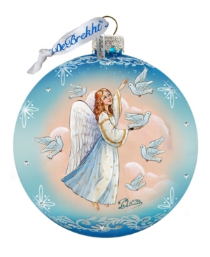 G.debrekht Angel Doves Ball Glass Ornament In Multi