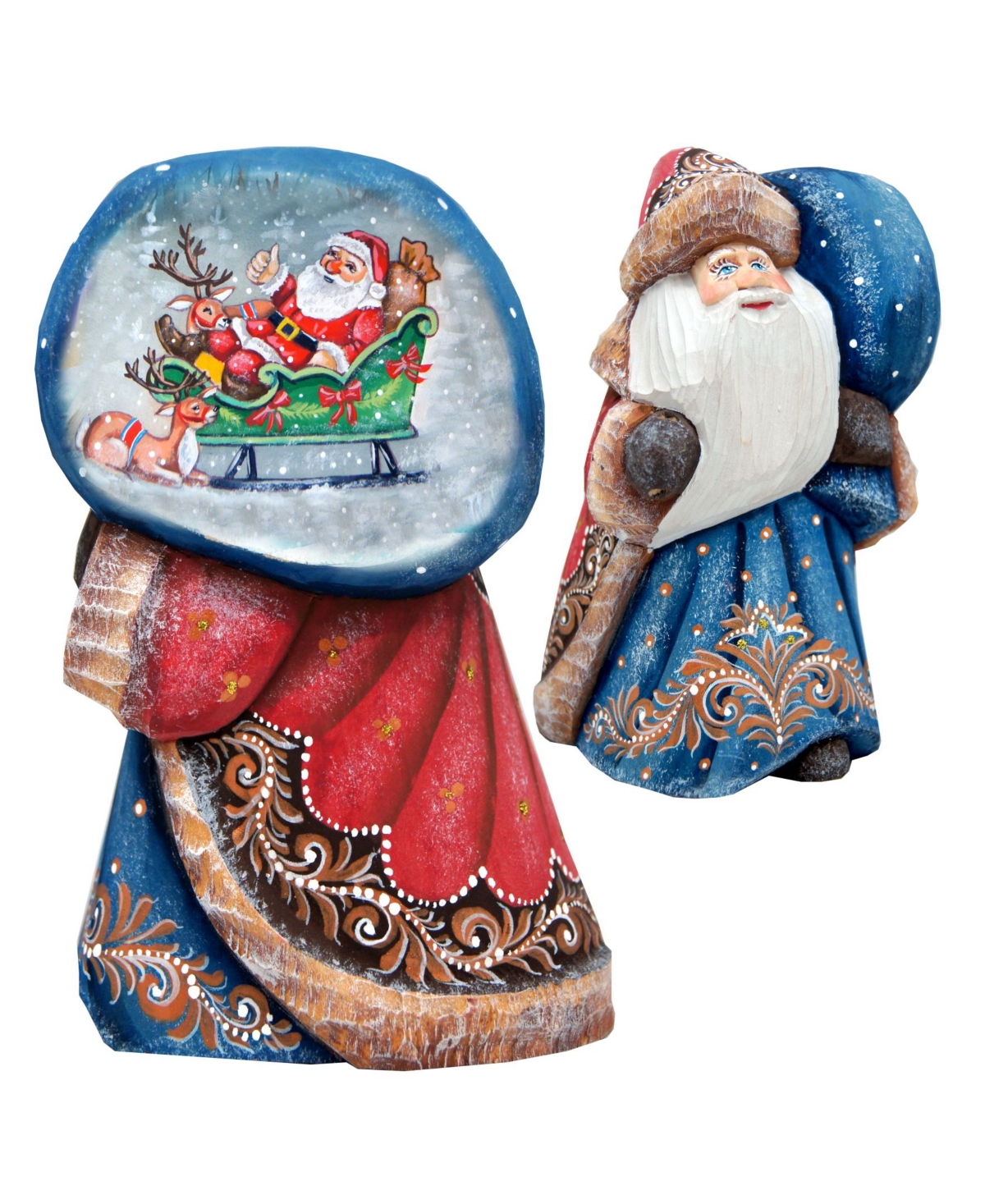 Woodcarved and Hand Painted Santa Enjoy The Moment Figurine with Bag - Multi