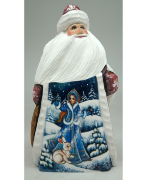 G.debrekht Woodcarved And Hand Painted Snow Maiden With Bunny Santa Figurine In Multi
