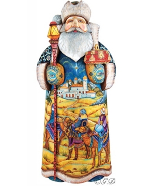 G.debrekht Woodcarved And Hand Painted Sharing Joy Village Santa Claus Figurine In Multi