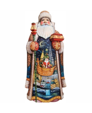 G.debrekht Woodcarved And Hand Painted Christmas In City Santa Claus Figurine In Multi