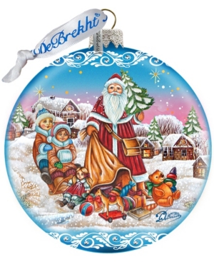 GDeBrekht Limited Edition Oversized Blue Santa Ball Glass Ornament