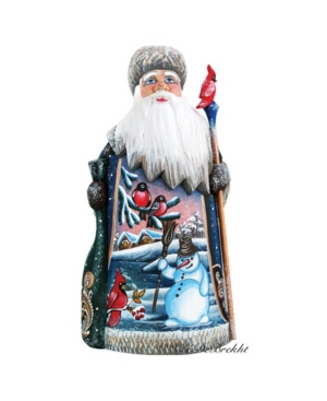 G.debrekht Woodcarved And Hand Painted Snowman Play Handcarved Santa In Multi