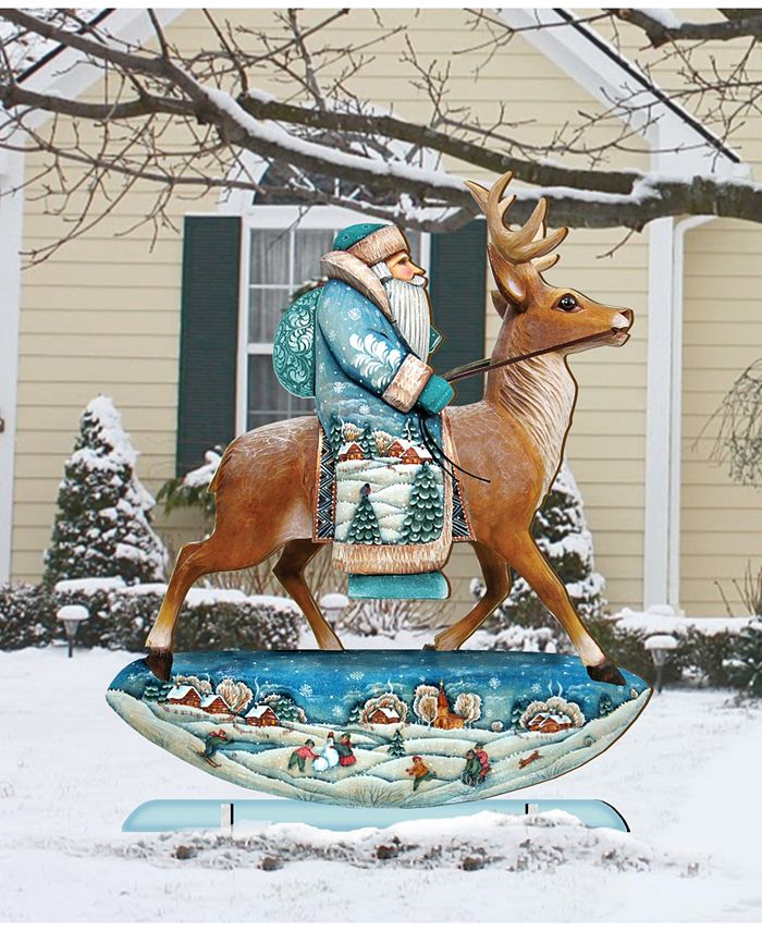 Designocracy Reindeer Santa Free Standing Garden Decor - Macy's