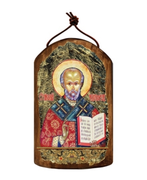 GDeBrekht Saint Nicholas Wooden Greek Christian Orthodox Icon Ornament