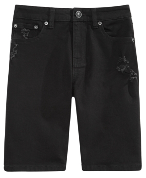 image of Ring of Fire Big Boys Riot Slim-Fit Stretch Destroyed Denim Shorts, Created for Macy-s