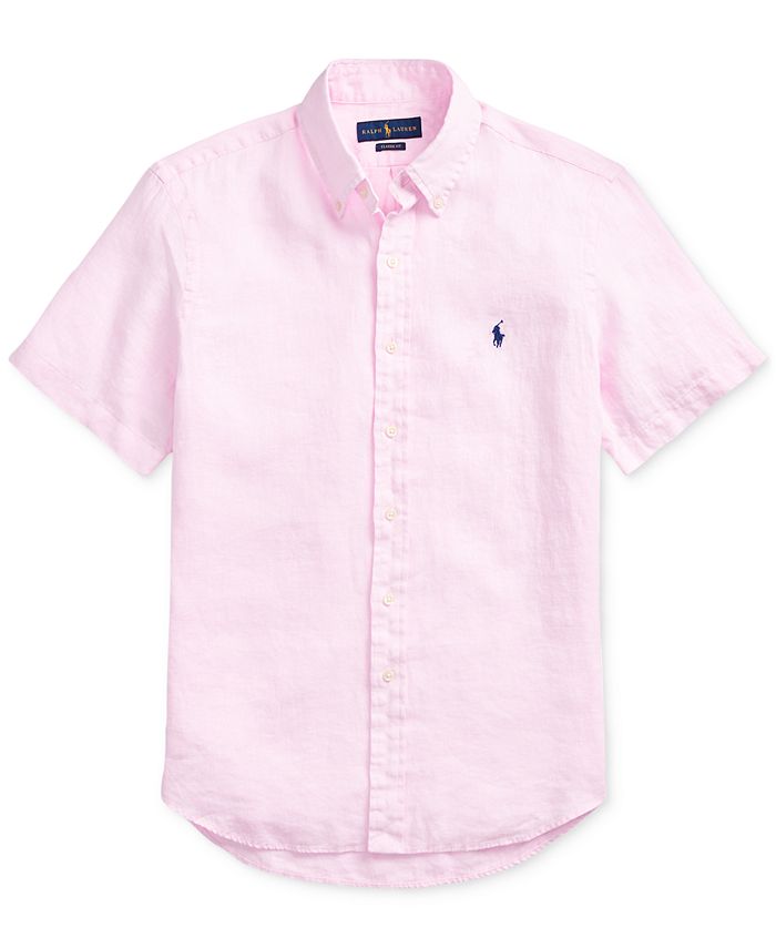Polo Ralph Lauren Men's Linen Short Sleeve Button Up Shirt Pink Size Small