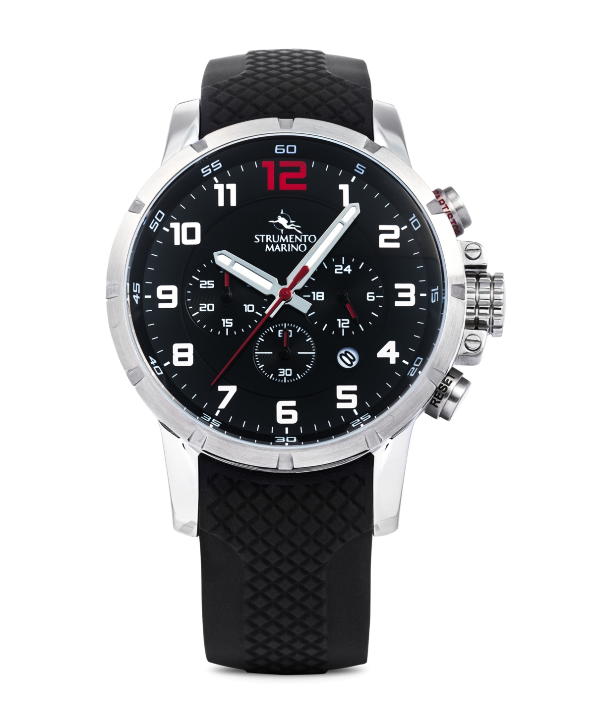 Strumento Marino Men's Summertime Black Silicone Performance Timepiece Watch 46mm