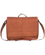 COACH Light Brown Leather Messenger Laptop Bag Nylon Strap. Pre-owned
