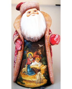 G.debrekht Woodcarved And Hand Painted Message Of Faith Santa Figurine In Multi
