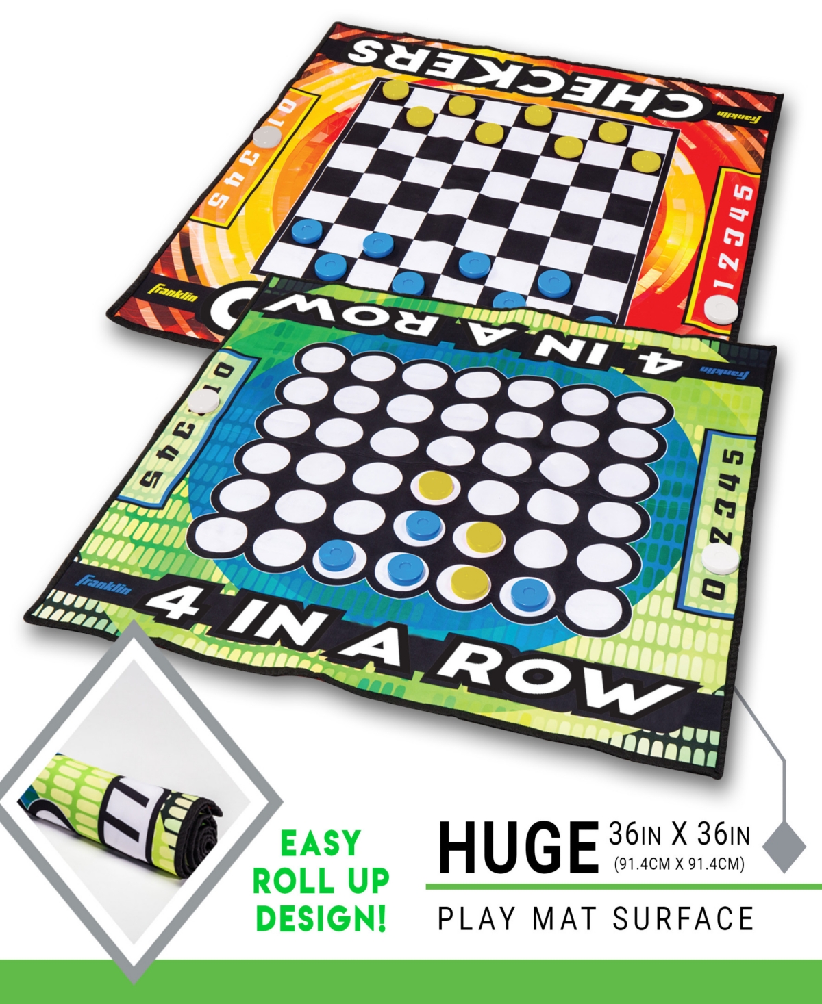 Franklin Sports Checkers And Four-in-a-row Mat In Multi