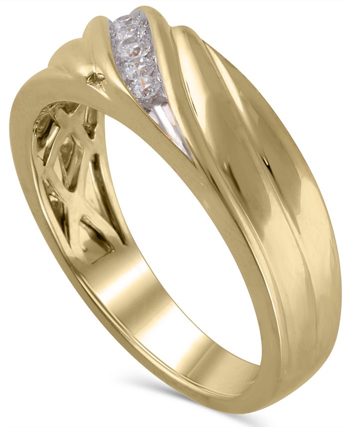 Macy's - Men's Certified Diamond (1/6 ct. t.w.) Ring in 14K Yellow Gold
