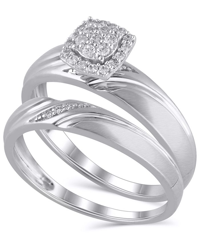 Macy's - Certified Diamond (1/6 ct. t.w.) Bridal Set in 14K White Gold