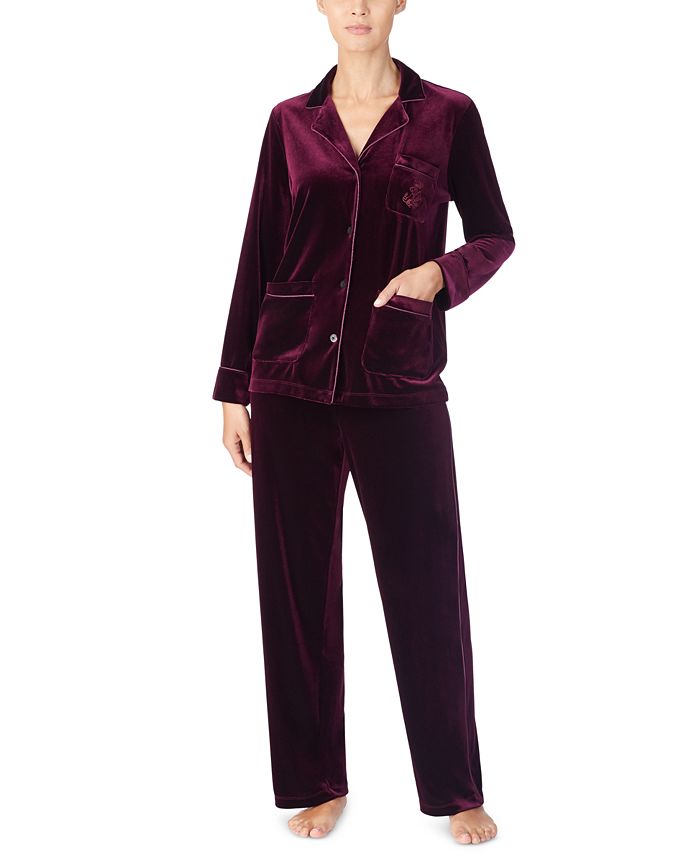 Lauren Ralph Lauren Notch Collar Velvet Pajama Set & Reviews - Bras,  Underwear & Lingerie - Women - Macy's