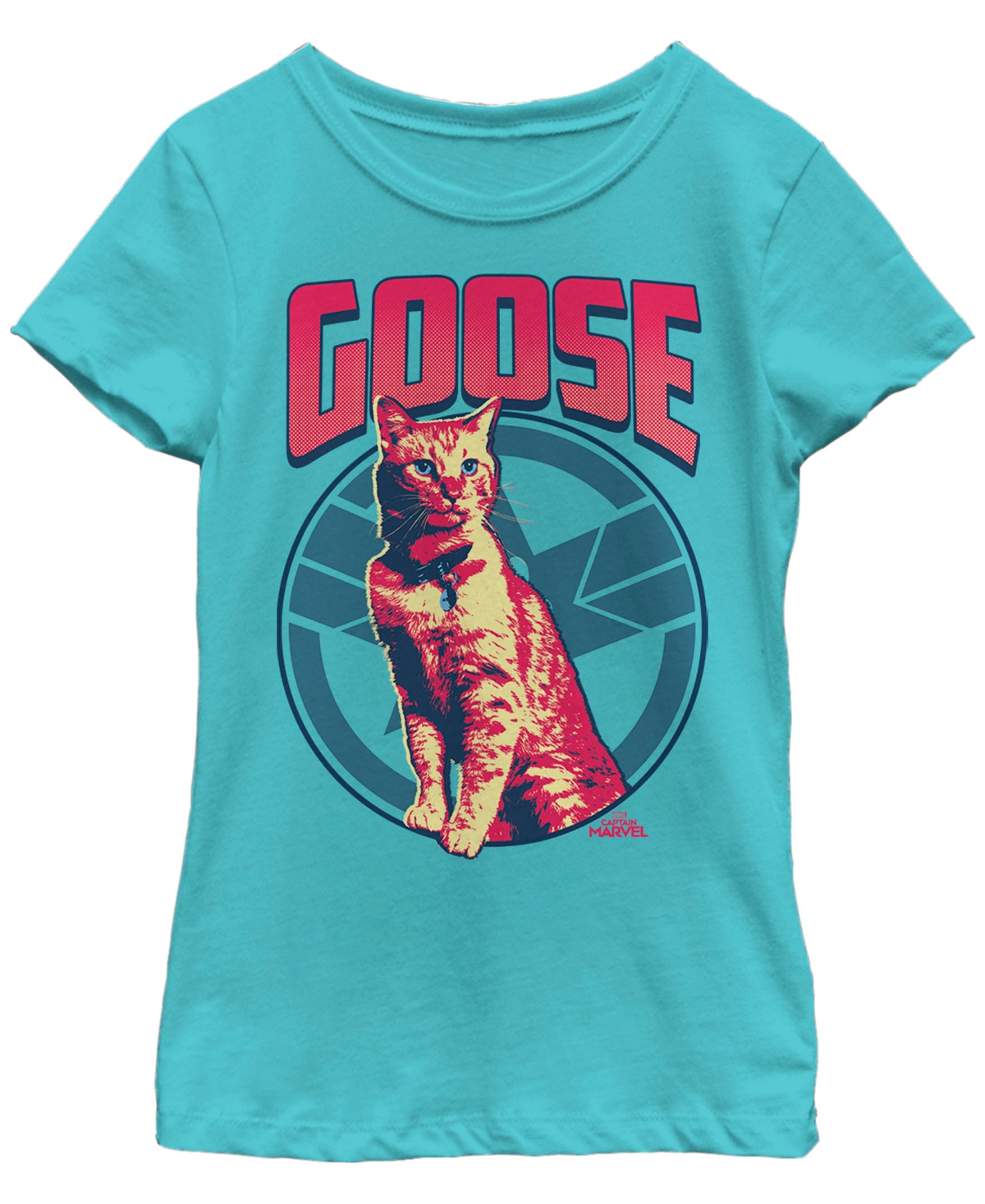 UPC 194231411275 product image for Fifth Sun Marvel Big Girl's Captain Marvel Goose Tonal Portrait Symbol Short Sle | upcitemdb.com