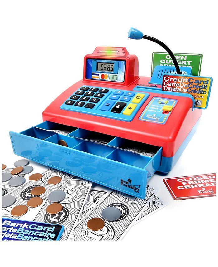 Talking cash register toy top