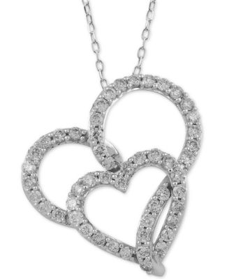 diamond double heart pendant necklace